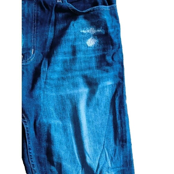 Goodfellow & Co Mens Size 38x36 Slim Total Flex Distressed Patchwork Blue Jeans - Picture 5 of 11